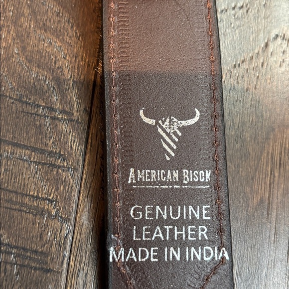 American Bison Genuine Leather, Hair Concho,silvertone removable buckle Western main image 5